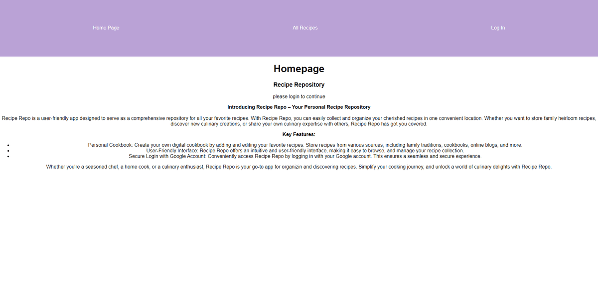 Recipe Repo Screenshot