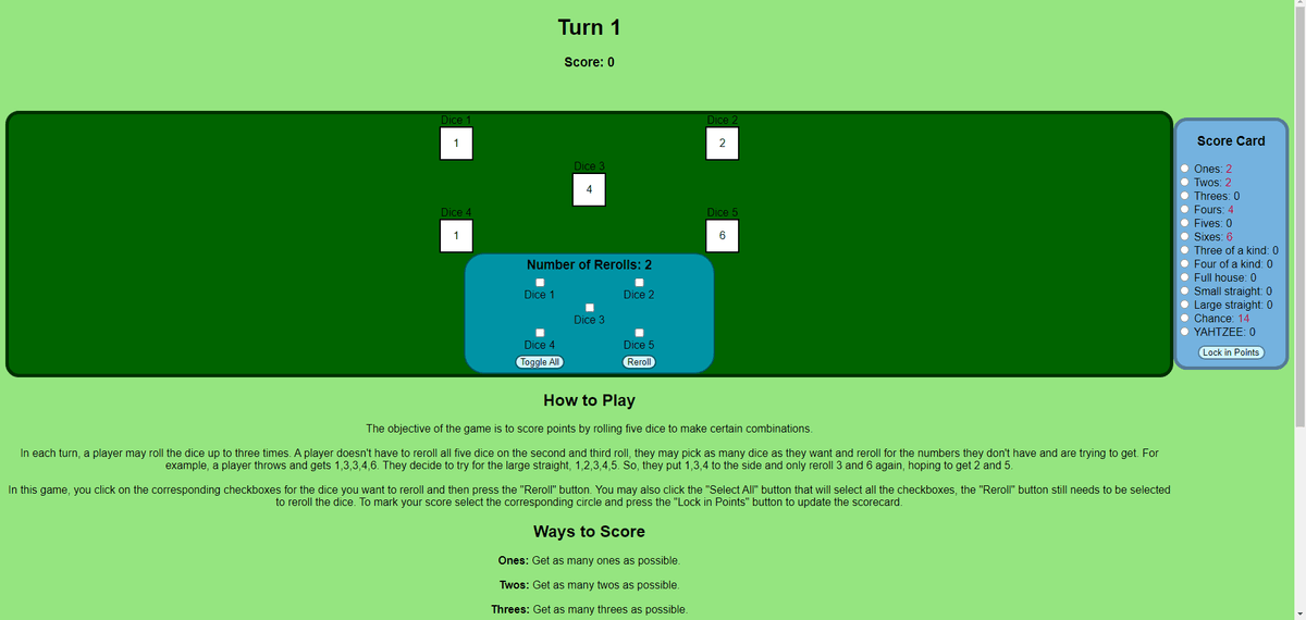 Yahtzee Screenshot